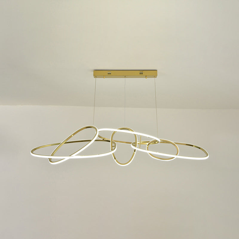 Strip Shape Island Lamp LED Island Hanging Light with Silica Gel Shade for Dining Room