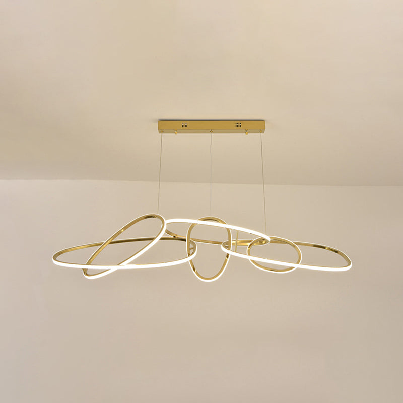Strip Shape Island Lamp LED Island Hanging Light with Silica Gel Shade for Dining Room