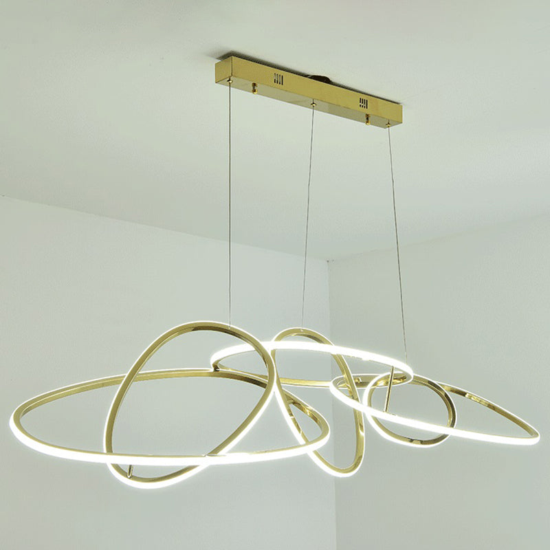 Strip Shape Island Lamp LED Island Hanging Light with Silica Gel Shade for Dining Room