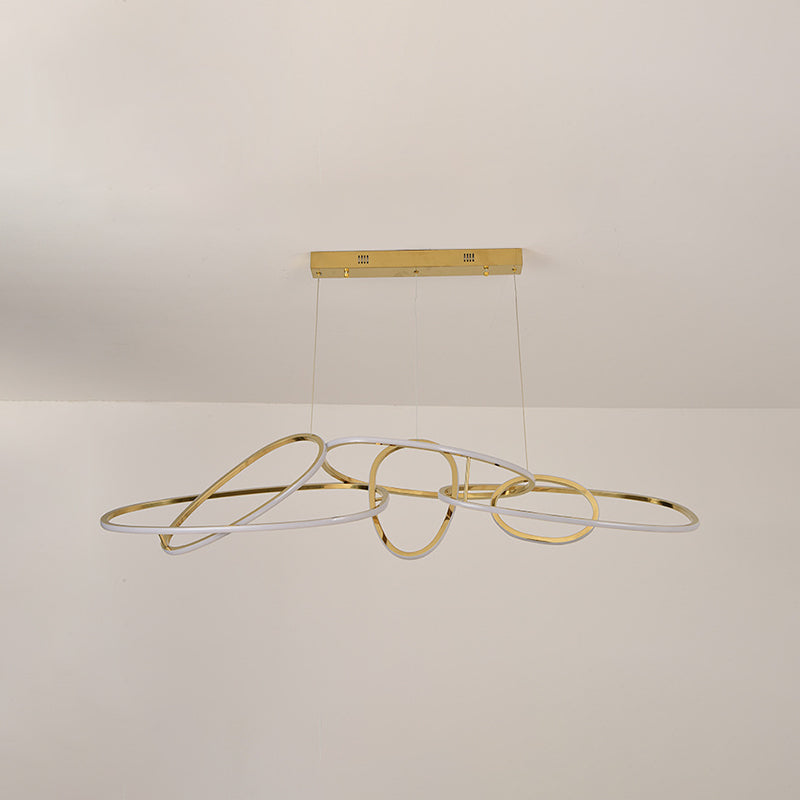Strip Shape Island Lamp LED Island Hanging Light with Silica Gel Shade for Dining Room