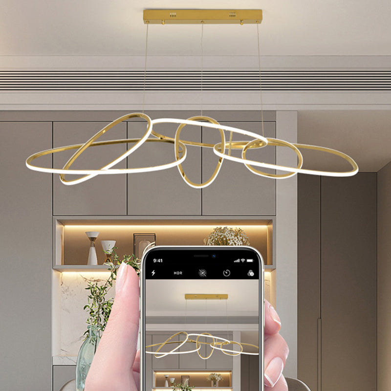 Strip Shape Island Lamp LED Island Hanging Light with Silica Gel Shade for Dining Room