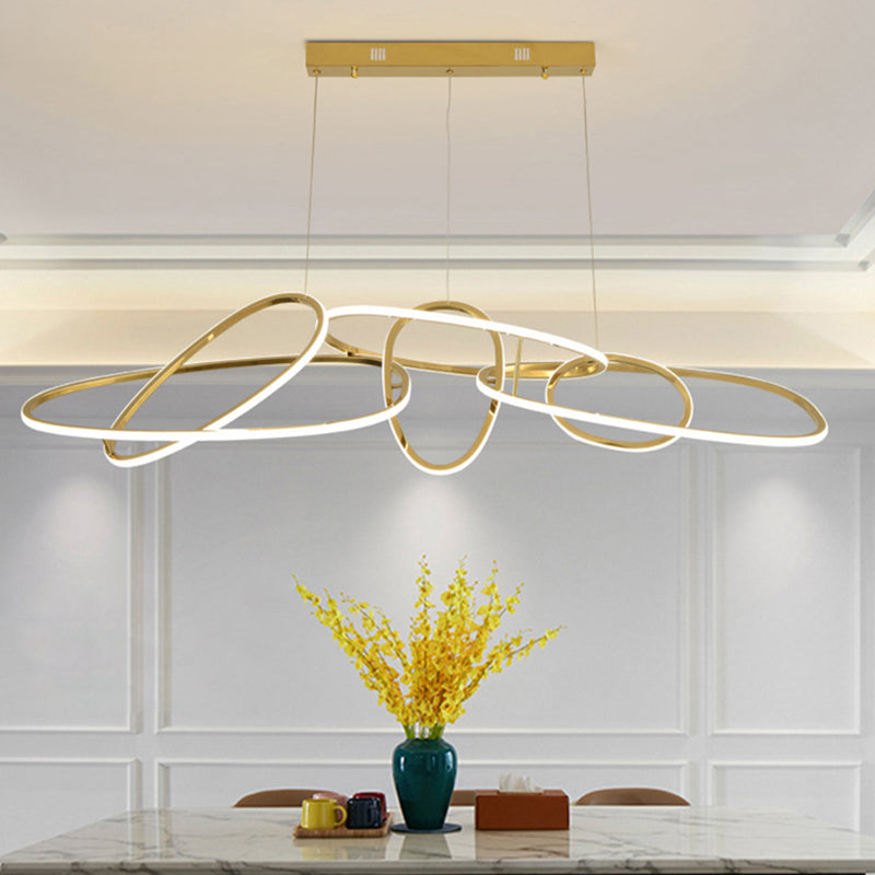 Strip Shape Island Lamp LED Island Hanging Light with Silica Gel Shade for Dining Room