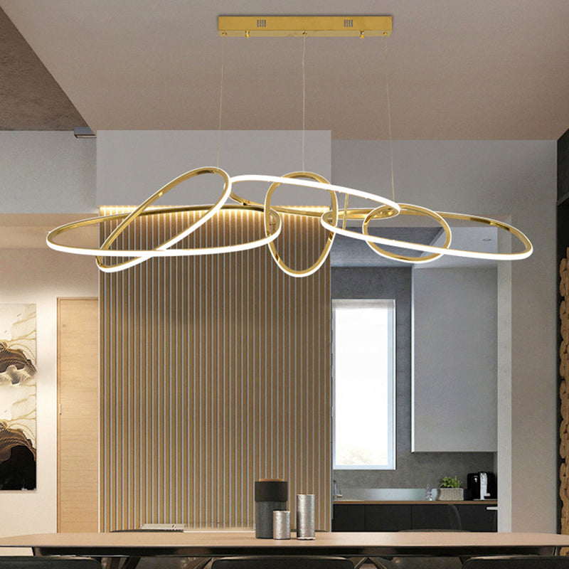 Strip Shape Island Lamp LED Island Hanging Light with Silica Gel Shade for Dining Room