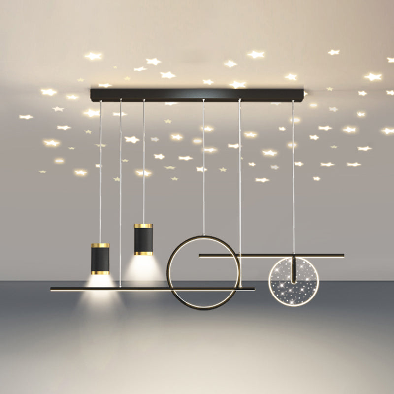 Modern Simple Metal Hanging Lamp Circle Shape Island Light Fixture for Living Room