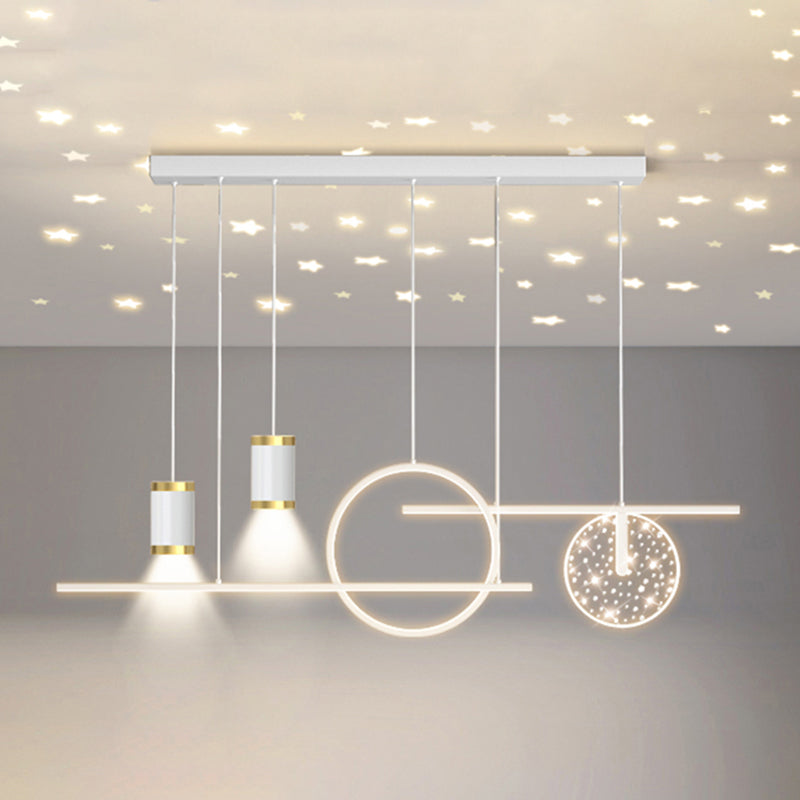 Modern Simple Metal Hanging Lamp Circle Shape Island Light Fixture for Living Room