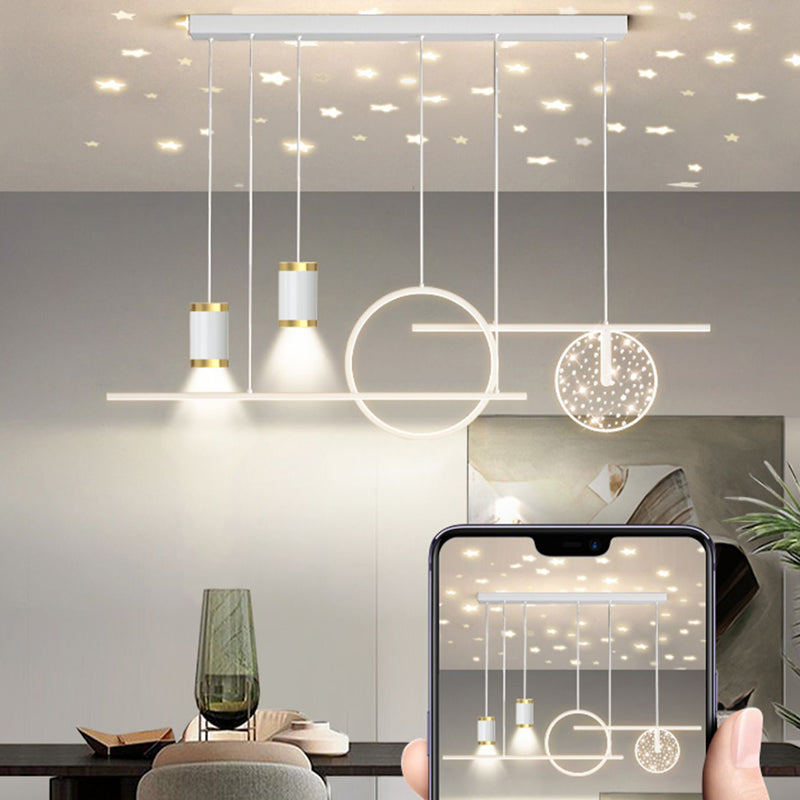 Modern Simple Metal Hanging Lamp Circle Shape Island Light Fixture for Living Room