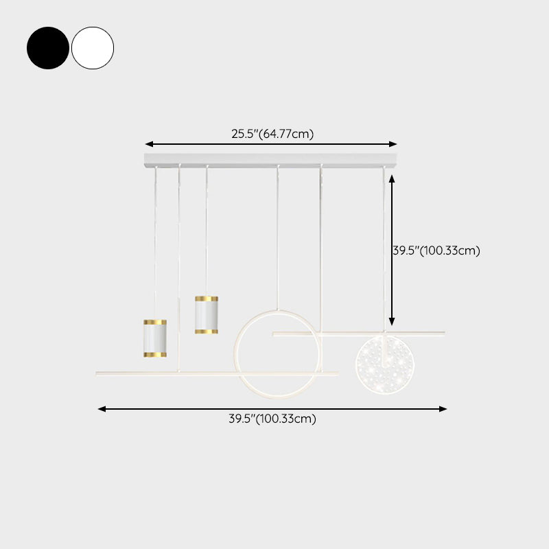 Modern Simple Metal Hanging Lamp Circle Shape Island Light Fixture for Living Room