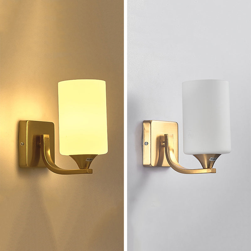 Simple Wall Sconce Cylinder Wall Light Fixture in Gold for Bedroom