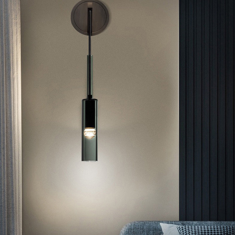 Single Adjustable Wall Sconce Brass and Glass Bottle Shape Wall Fixture in Grey