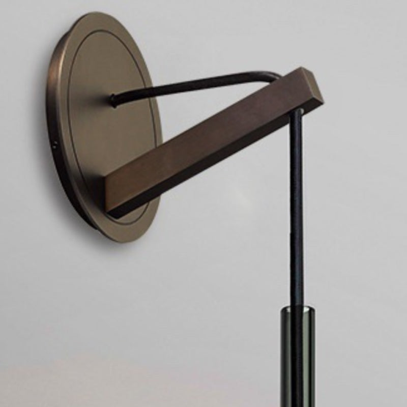Single Adjustable Wall Sconce Brass and Glass Bottle Shape Wall Fixture in Grey