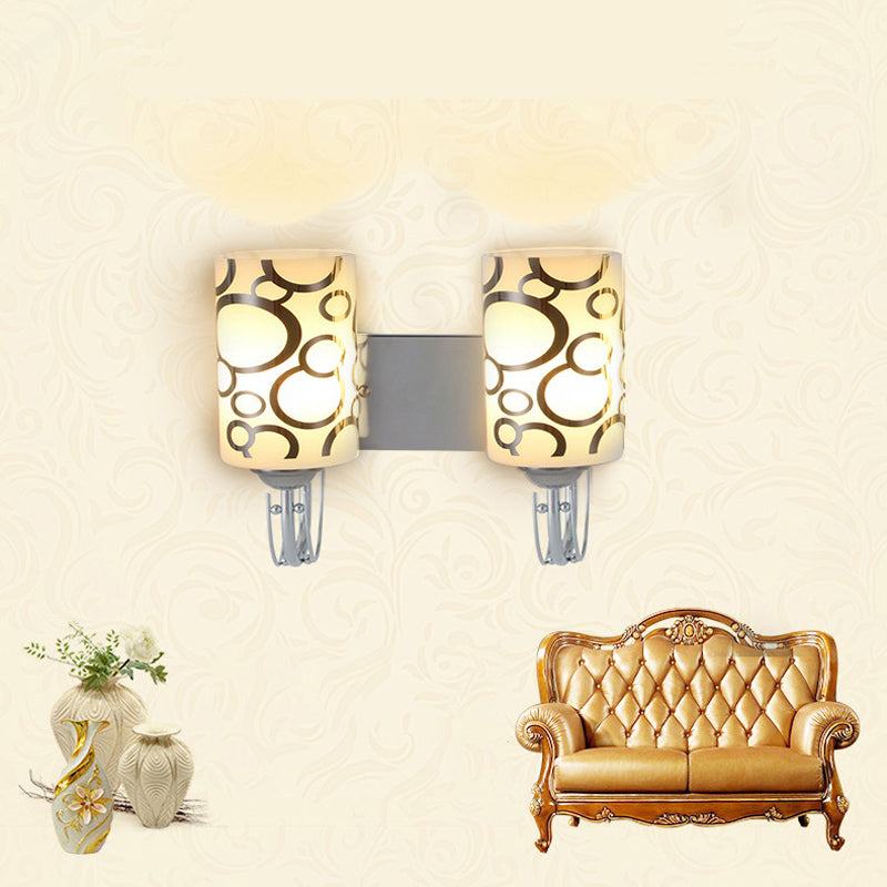 Simple Wall Sconce Cylinder Wall Light Fixture with Glass for Living Room