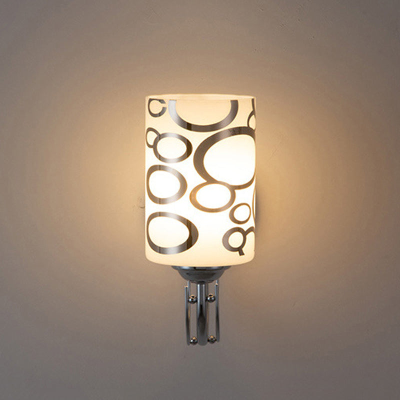 Simple Wall Sconce Cylinder Wall Light Fixture with Glass for Living Room