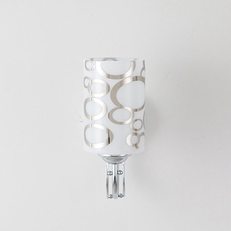 Simple Wall Sconce Cylinder Wall Light Fixture with Glass for Living Room