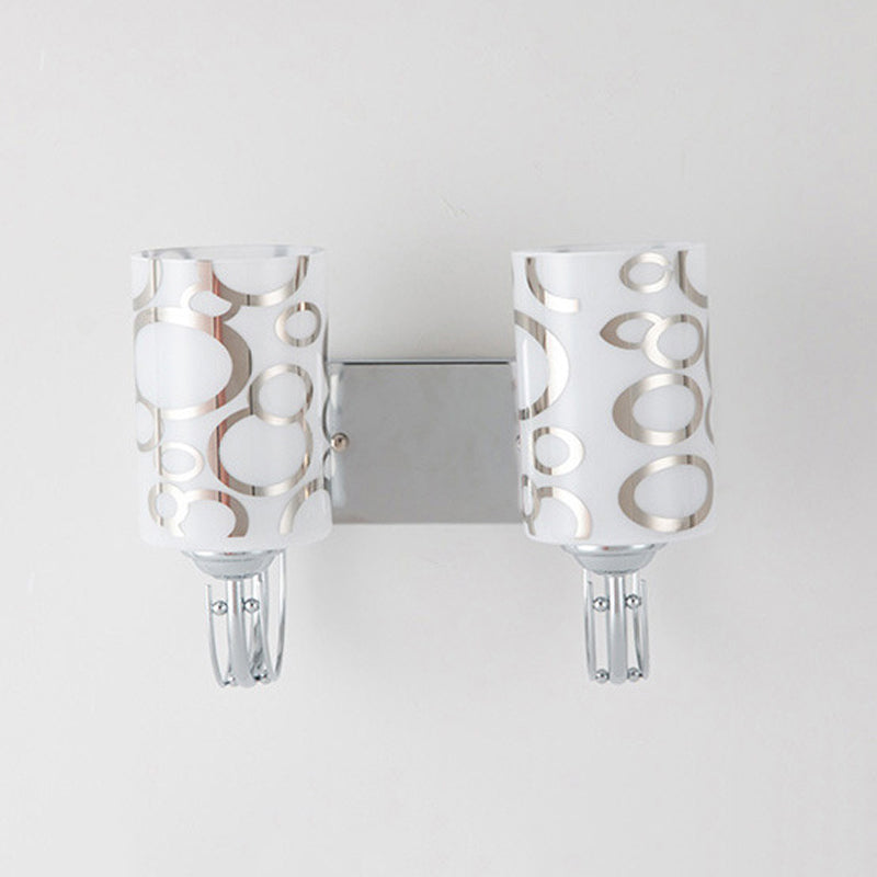 Simple Wall Sconce Cylinder Wall Light Fixture with Glass for Living Room
