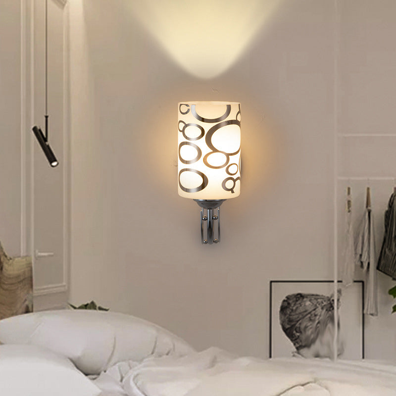 Simple Wall Sconce Cylinder Wall Light Fixture with Glass for Living Room