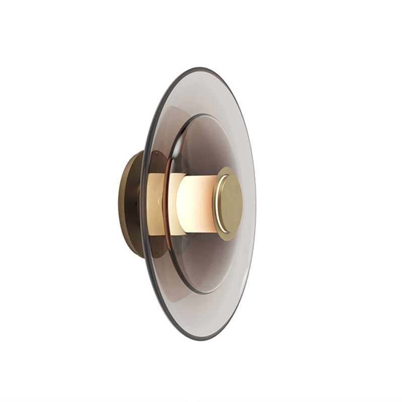 Minimalist 1 - Light LED Wall Mount Round Iron and Glass Wall Sconce in Gold / Black