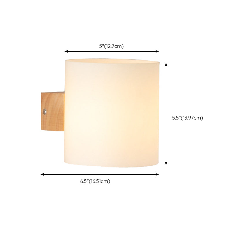 Nordic Wall Sconce Cylinder Wall Light Fixture with Wood for Bedroom