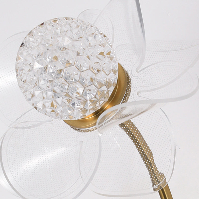Modern Wall Sconce Flower Wall Light Fixture with Acrylic and Metal for Bedroom