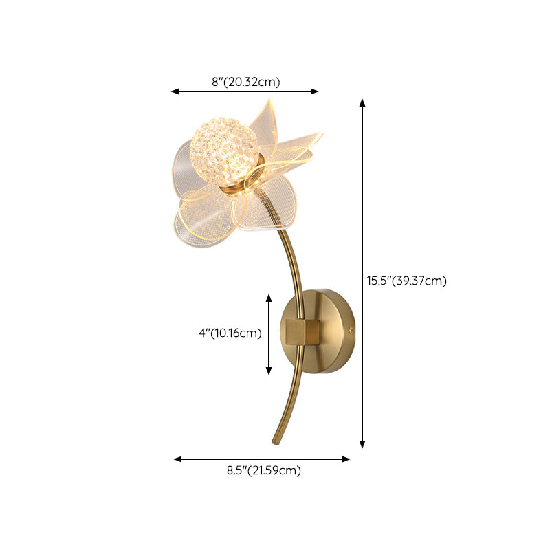 Modern Wall Sconce Flower Wall Light Fixture with Acrylic and Metal for Bedroom