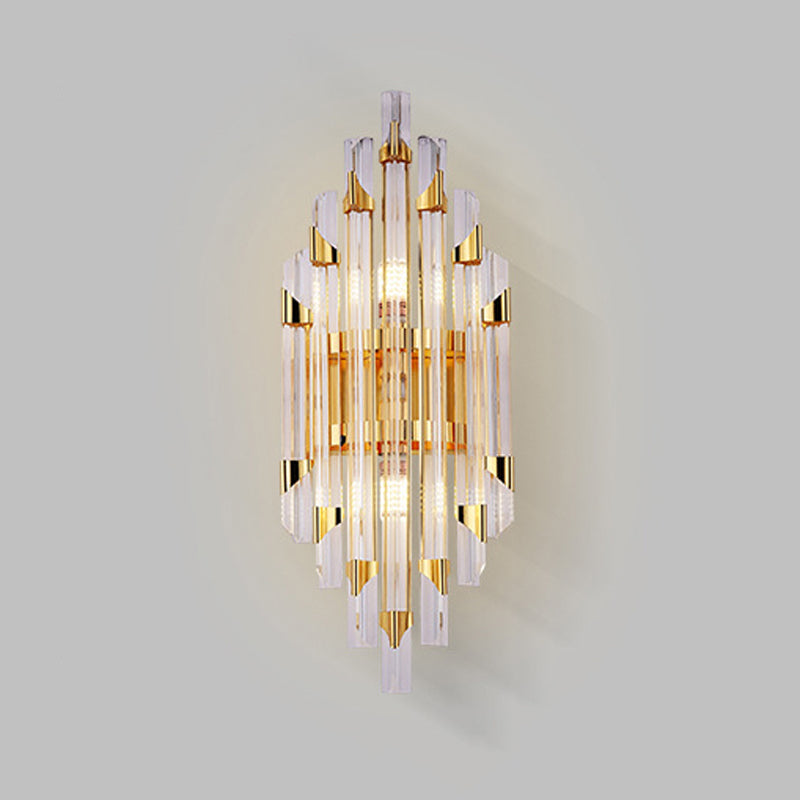 Geometric Shape Crystal Wall Mount Light Modern Style 2-Lights Wall Light Sconce in Gold