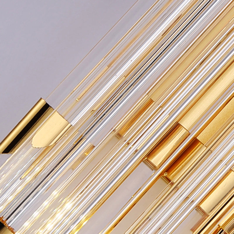 Geometric Shape Crystal Wall Mount Light Modern Style 2-Lights Wall Light Sconce in Gold
