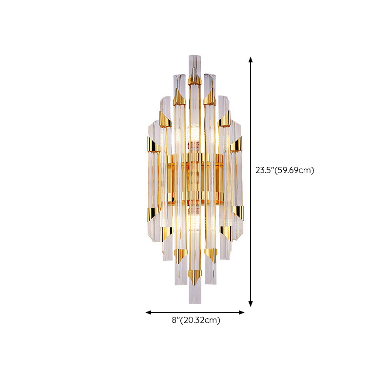 Geometric Shape Crystal Wall Mount Light Modern Style 2-Lights Wall Light Sconce in Gold