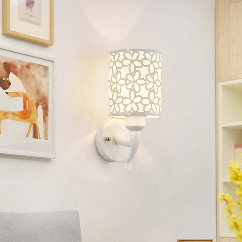 Modernist Wall Sconce Cylinder Metal Sconce Lighting in White for Bedroom