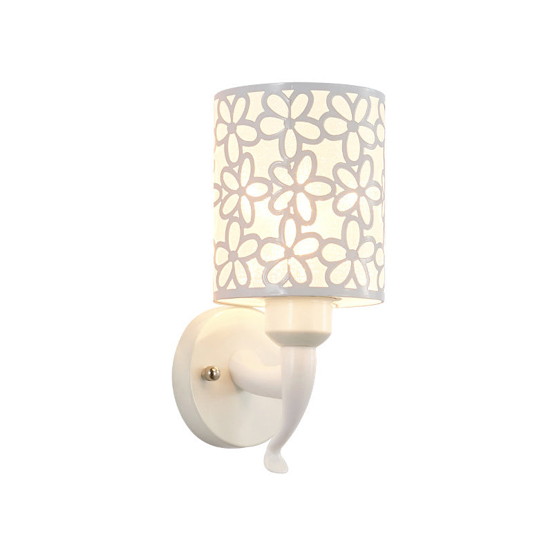 Modernist Wall Sconce Cylinder Metal Sconce Lighting in White for Bedroom