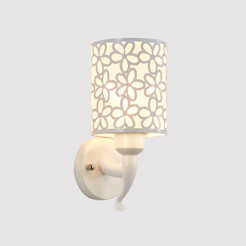 Modernist Wall Sconce Cylinder Metal Sconce Lighting in White for Bedroom