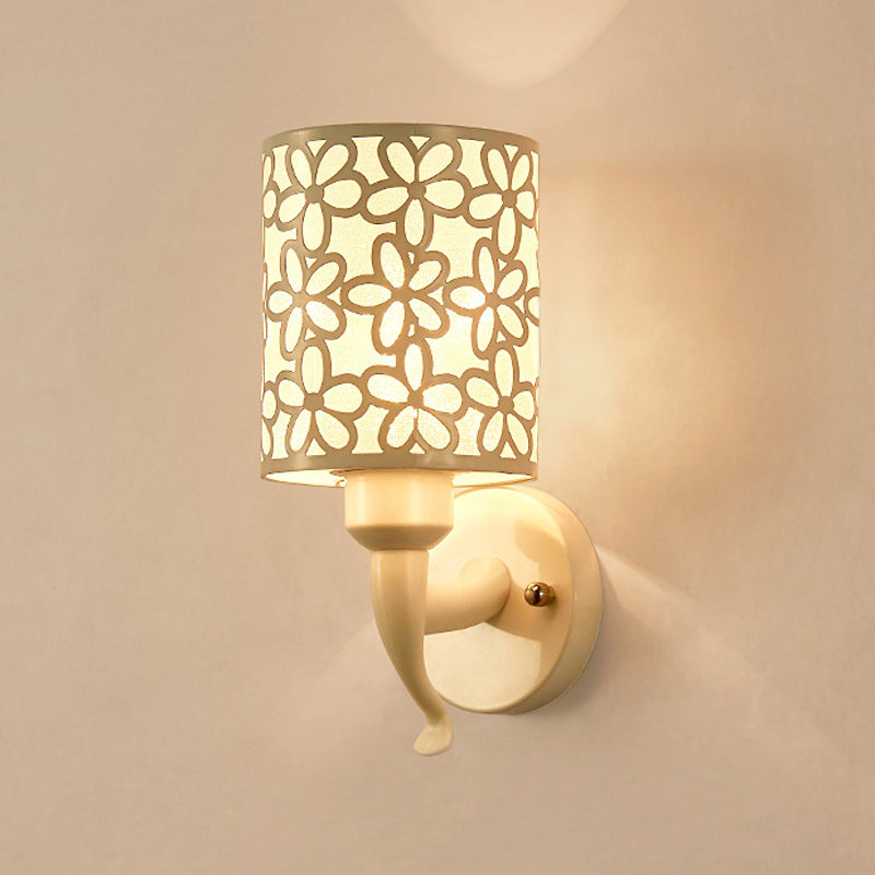 Modernist Wall Sconce Cylinder Metal Sconce Lighting in White for Bedroom