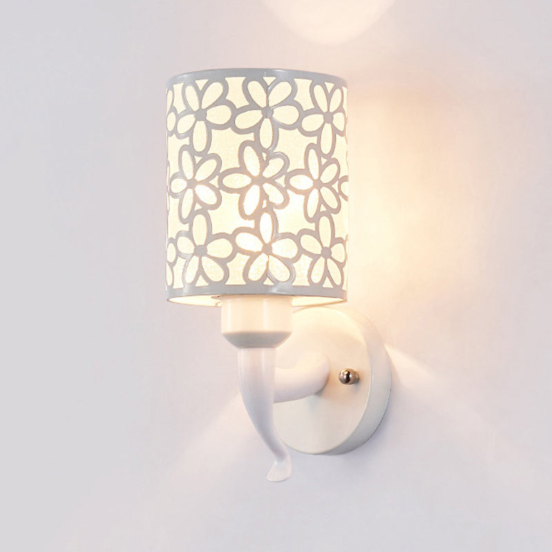 Modernist Wall Sconce Cylinder Metal Sconce Lighting in White for Bedroom