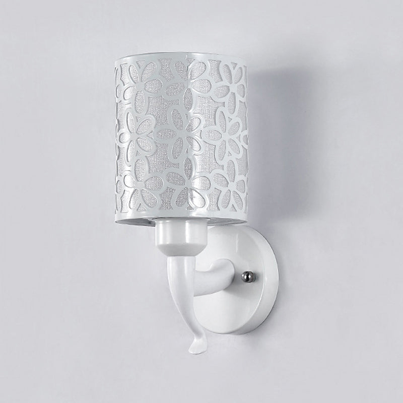 Modernist Wall Sconce Cylinder Metal Sconce Lighting in White for Bedroom