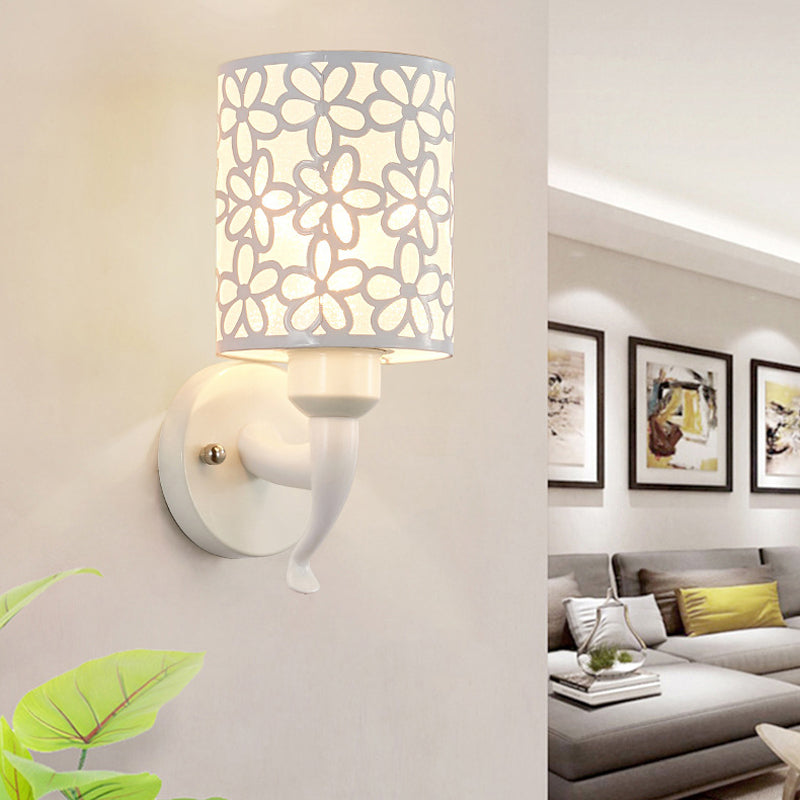 Modernist Wall Sconce Cylinder Metal Sconce Lighting in White for Bedroom