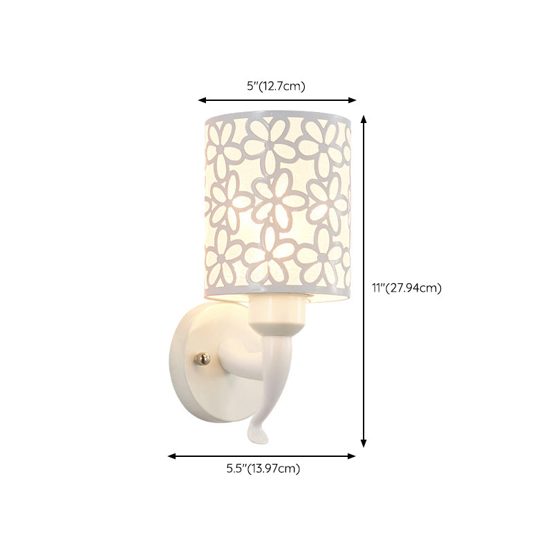Modernist Wall Sconce Cylinder Metal Sconce Lighting in White for Bedroom