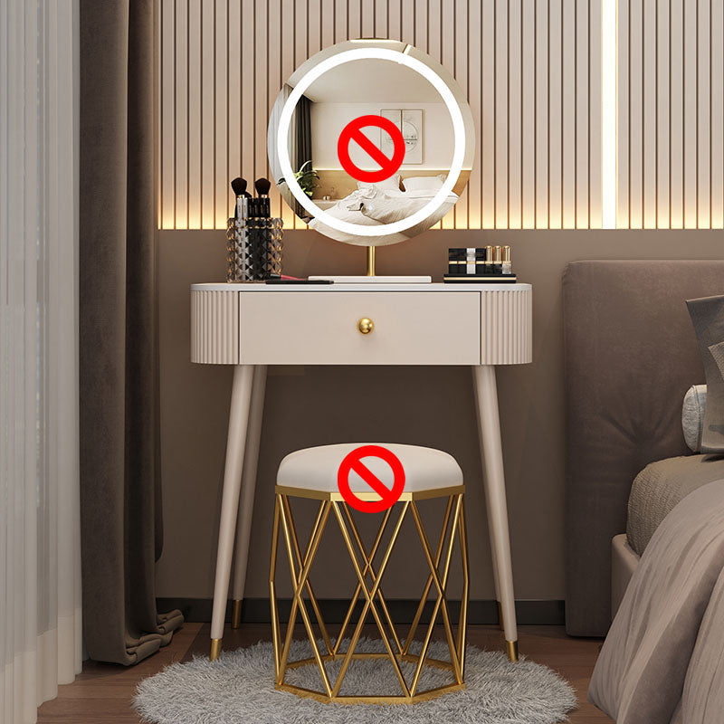 Modern Lighted Mirror Dressing Table Bedroom Makeup Table with Drawer