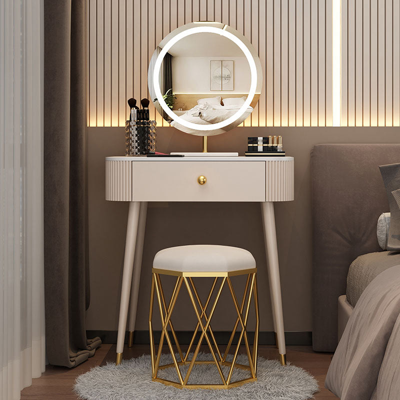 Modern Lighted Mirror Dressing Table Bedroom Makeup Table with Drawer
