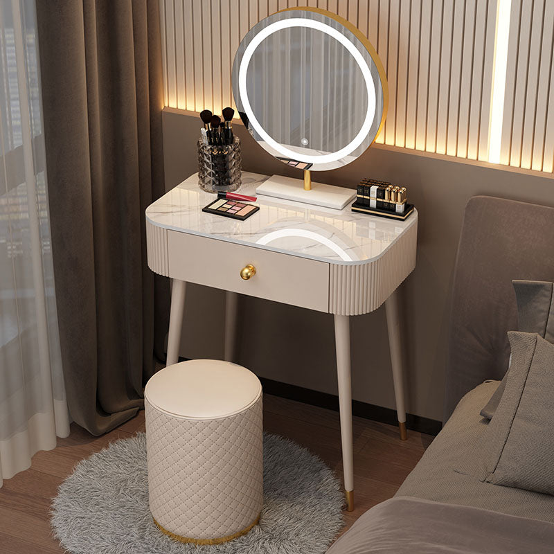 Modern Lighted Mirror Dressing Table Bedroom Makeup Table with Drawer