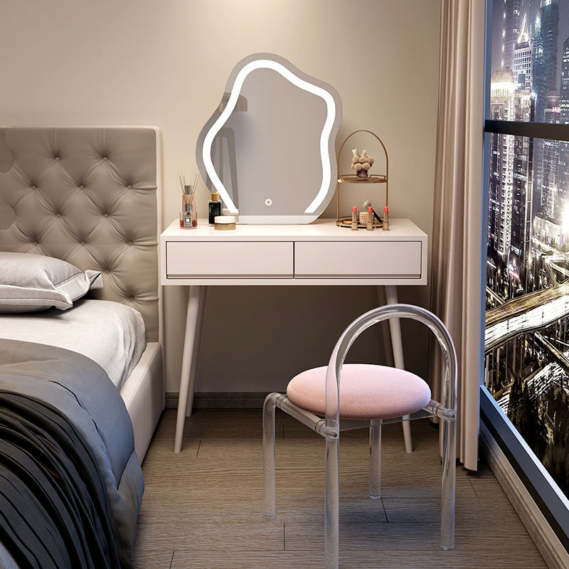Modern Lighted Mirror Dressing Table Bedroom Makeup Table with Stool Set
