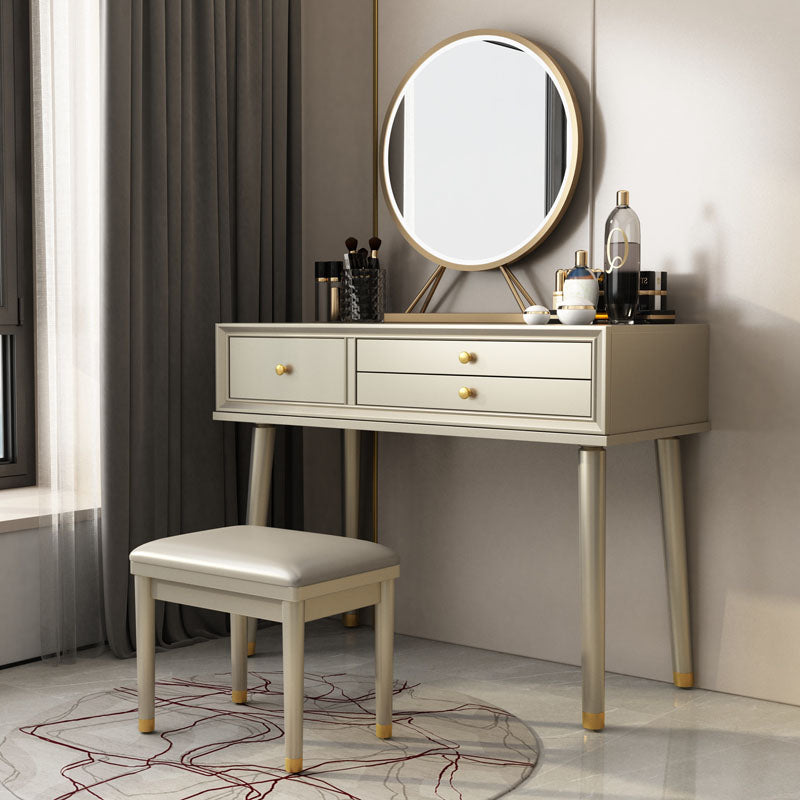 3 Drawer Dressing Table Solid Wood with Makeup Table and Stool