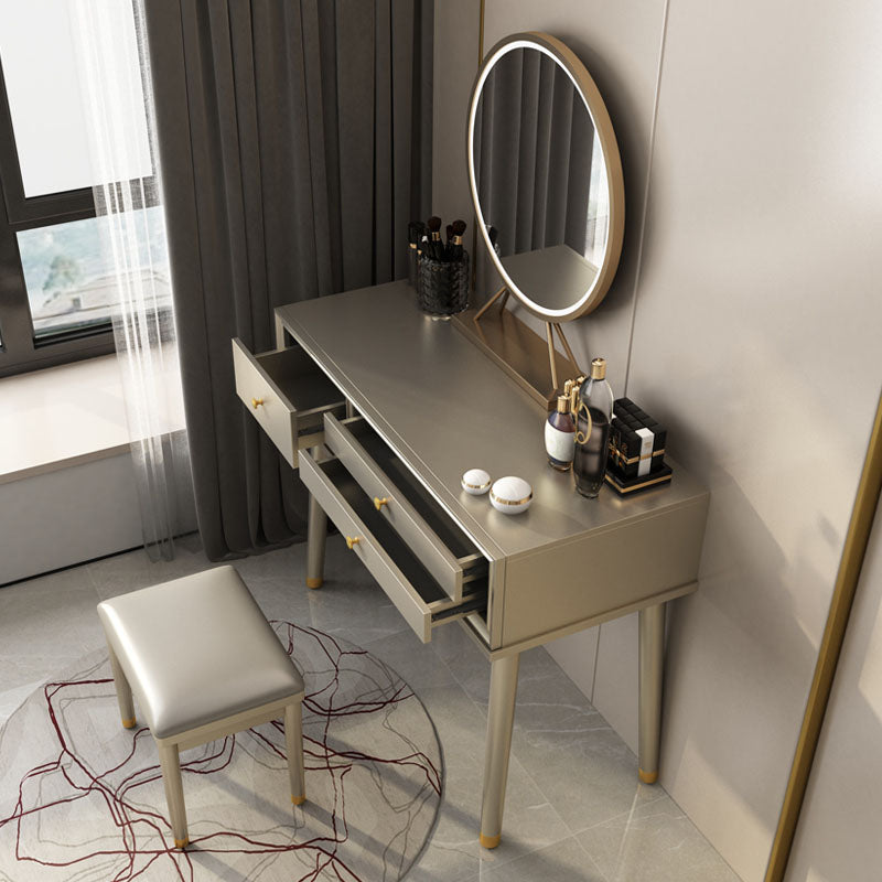 3 Drawer Dressing Table Solid Wood with Makeup Table and Stool