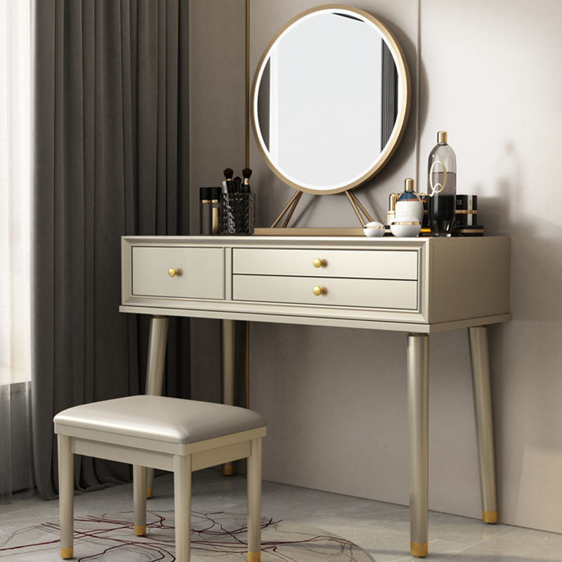 3 Drawer Dressing Table Solid Wood with Makeup Table and Stool