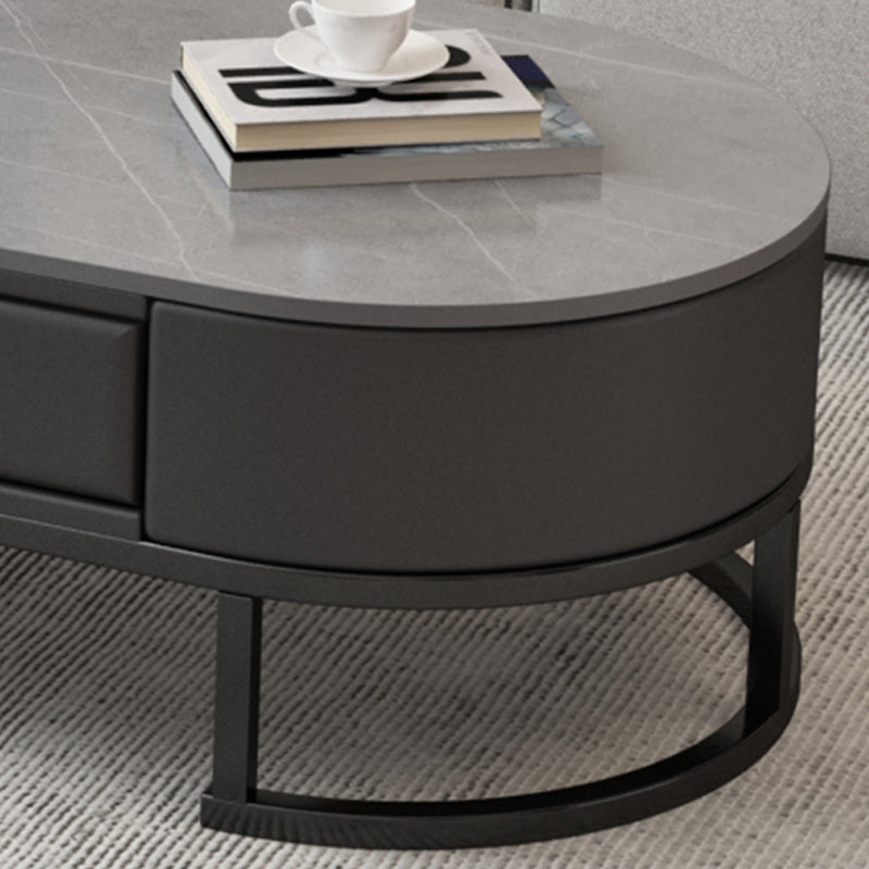 Glam Nesting Coffee Table Set Frame Round Slate Coffee Table with Drawer