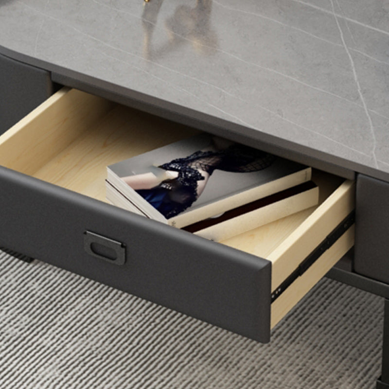 Glam Nesting Coffee Table Set Frame Round Slate Coffee Table with Drawer
