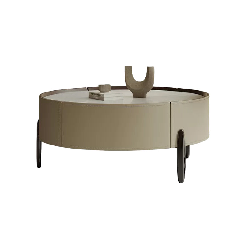 Contemporary Coffee Table Round 3 Legs Slate Coffee Cocktail Table