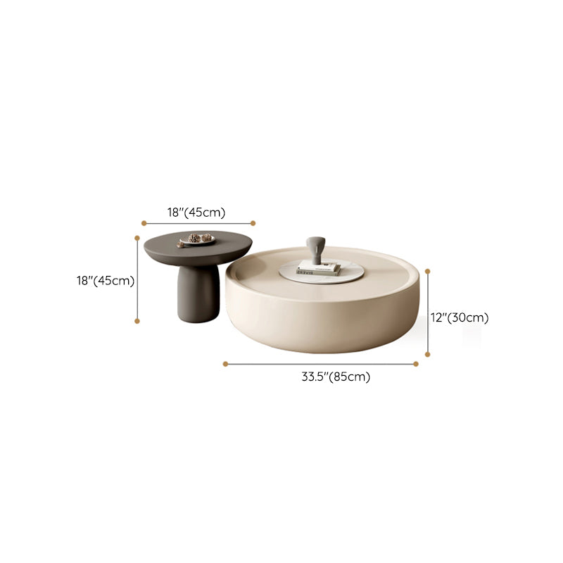 Contemporary Coffee Table Round Wooden Drum Coffee Cocktail Table