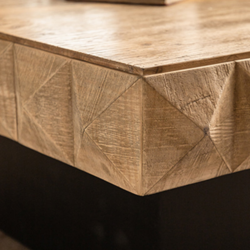 17"H Contemporary Coffee Table Solid Wood Pedestal Coffee Cocktail Table