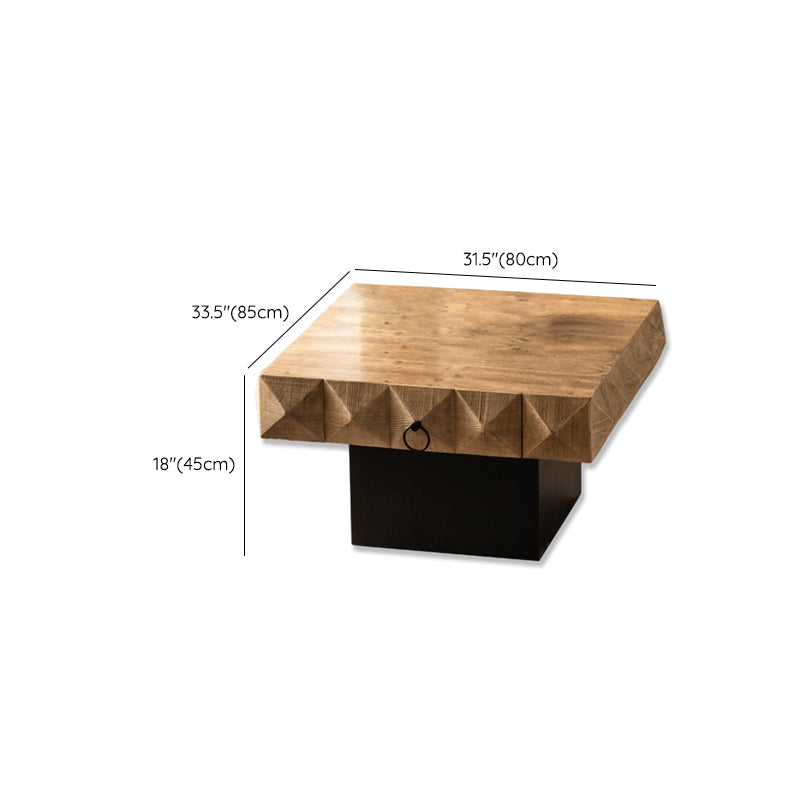 17"H Contemporary Coffee Table Solid Wood Pedestal Coffee Cocktail Table