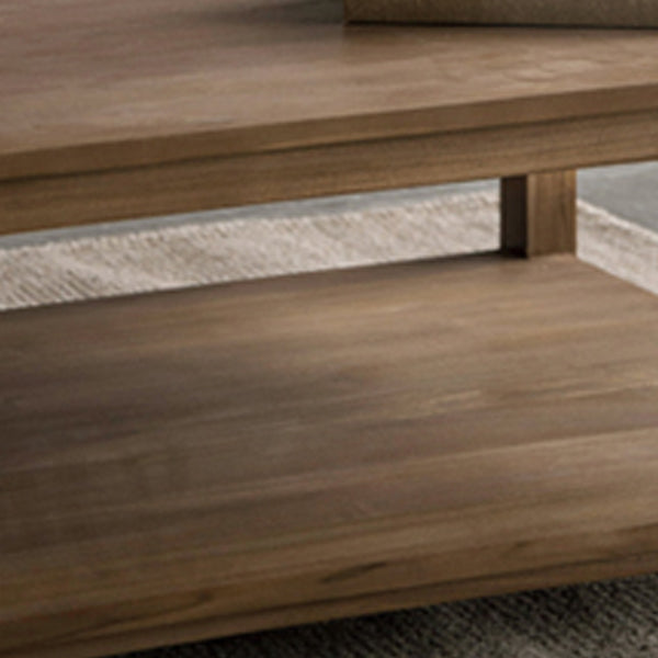 17"H Contemporary Coffee Table Solid Wood Coffee Cocktail Table with Storage