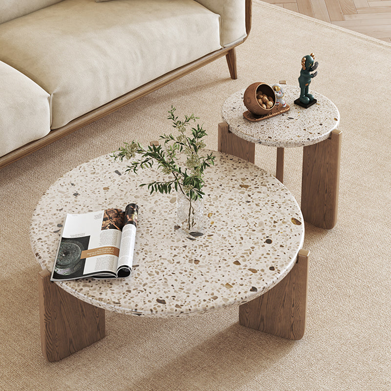 Contemporary Coffee Table 3 Legs Round Slate Coffee Cocktail Table