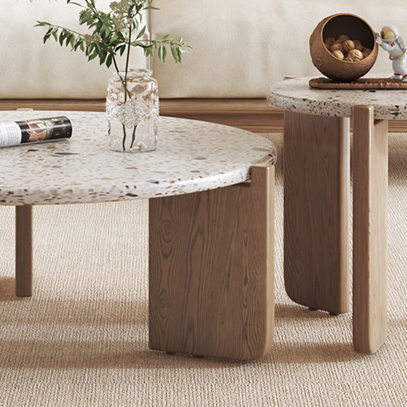 Contemporary Coffee Table 3 Legs Round Slate Coffee Cocktail Table